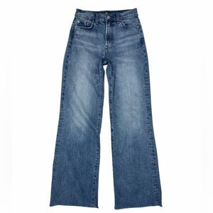 7FAMK The Jo Ultra High Rise Raw Hem Wide Leg Trendy Jean